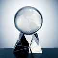 Medium Crystal World Globe w/ Triangle Base (5 1/8")